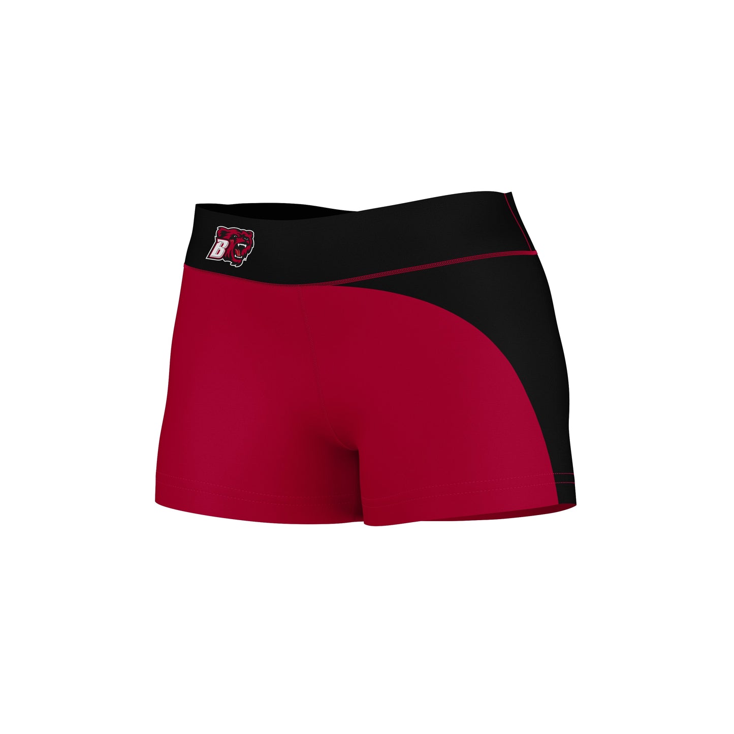 Bridgewater State Bears BSU Vive La Fete Game Day Collegiate Waist Color Block Women Red Black Optimum Yoga Short - Vive La F̻te - Online Apparel Store