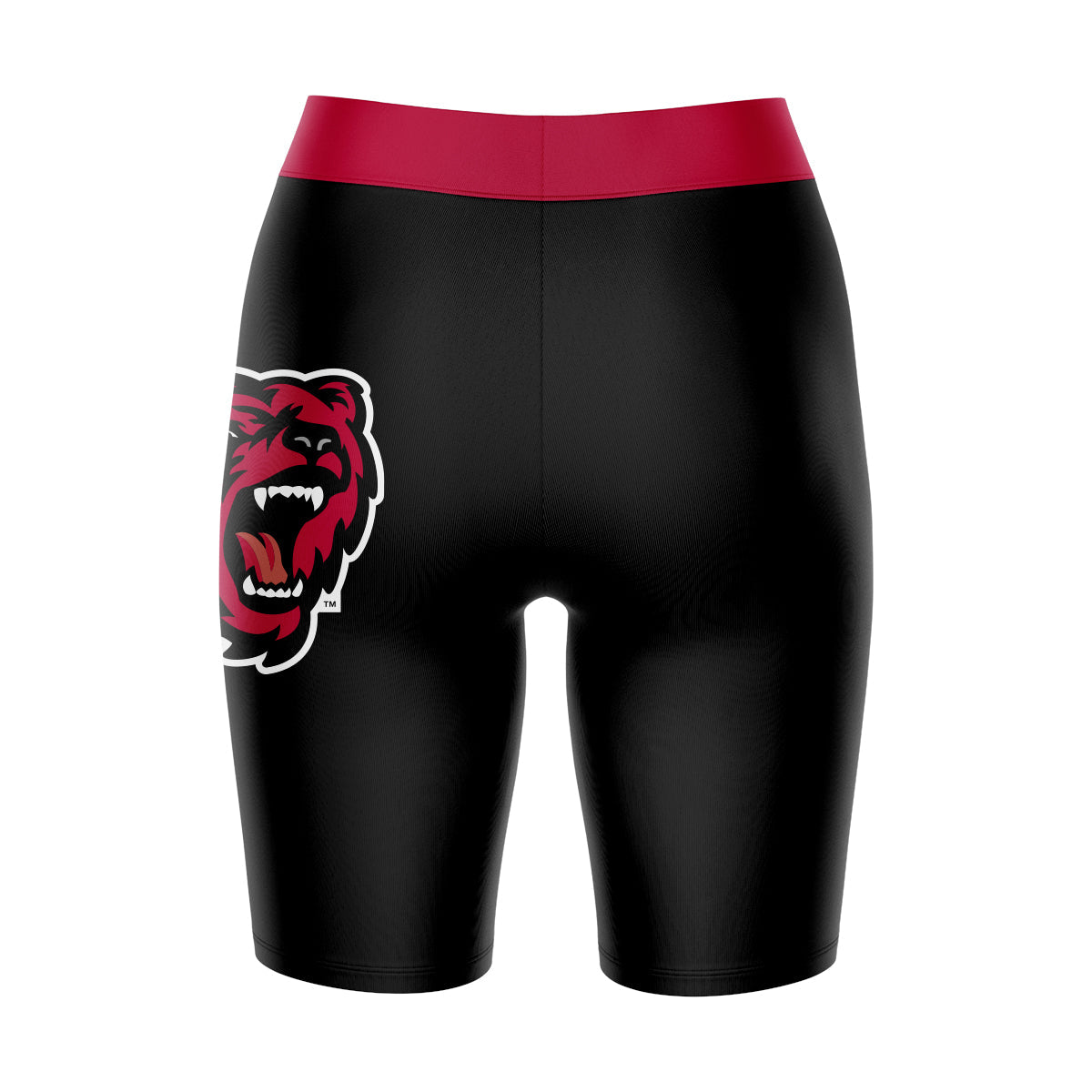 Bridgewater State Bears BSU Vive La Fete Game Day Logo on Thigh & Waistband Black and Red Women Bike Short 9 Inseam