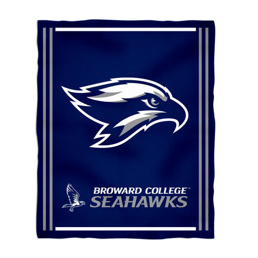 Broward College Seahawks Kids Game Day Blue Plush Soft Minky Blanket 36 x 48 Mascot