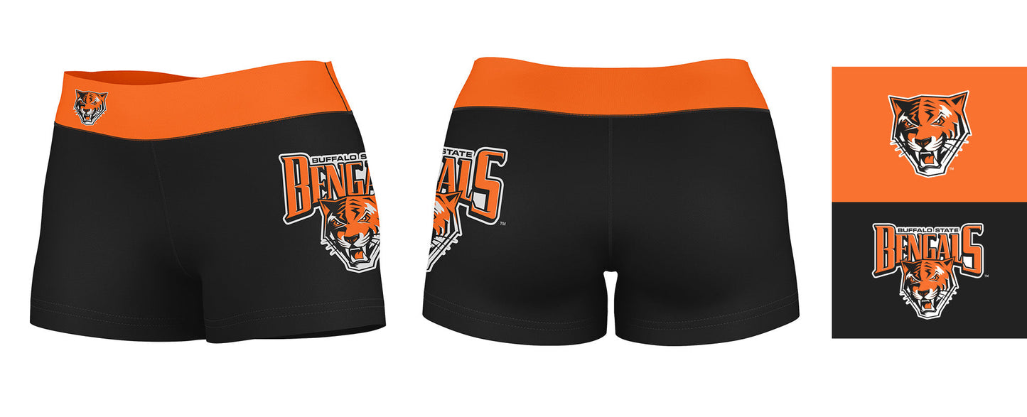 Buffalo Bengals Vive La Fete Logo on Thigh and Waistband Black & Orange Women Yoga Booty Workout Shorts 3.75 Inseam" - Vive La F̻te - Online Apparel Store