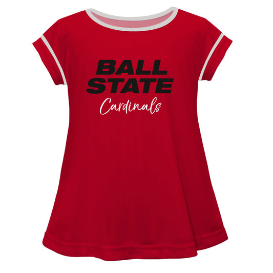 Ball State University Big Solid Red Girls Laurie Top Short Sleeve by Vive La Fete