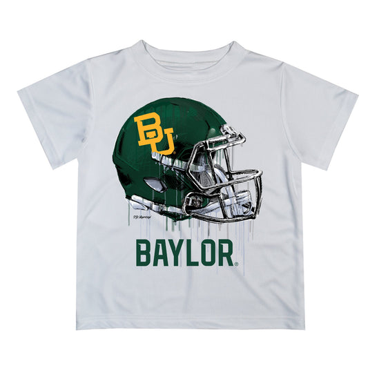 Baylor Bears Original Dripping Football Helmet White T-Shirt by Vive La Fete