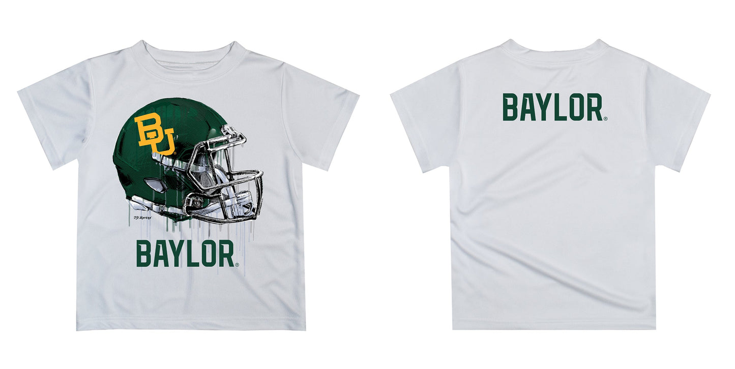 Baylor Bears Original Dripping Football Helmet White T-Shirt by Vive La Fete