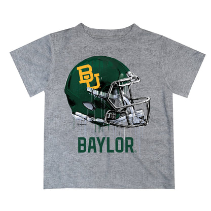 Baylor Bears Original Dripping Football Helmet Heather Gray T-Shirt by Vive La Fete