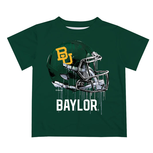 Baylor Bears Original Dripping Football Helmet Green T-Shirt by Vive La Fete