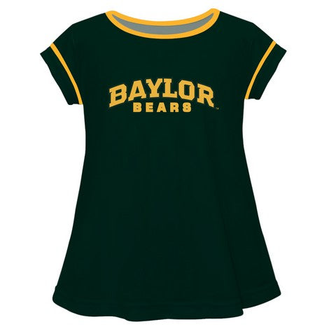 Lrg Baylor Solid Green Girls Laurie Top Short Sleeve by Vive La Fete