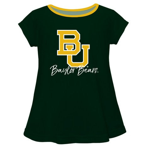 Baylor Solid Green Girls Laurie Top Short Sleeve by Vive La Fete
