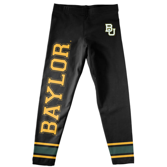 Baylor Bears Verbiage And Logo Black Stripes Leggings