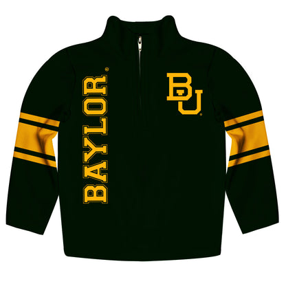 Baylor Stripes Green Long Sleeve Quarter Zip Sweatshirt by Vive La Fete