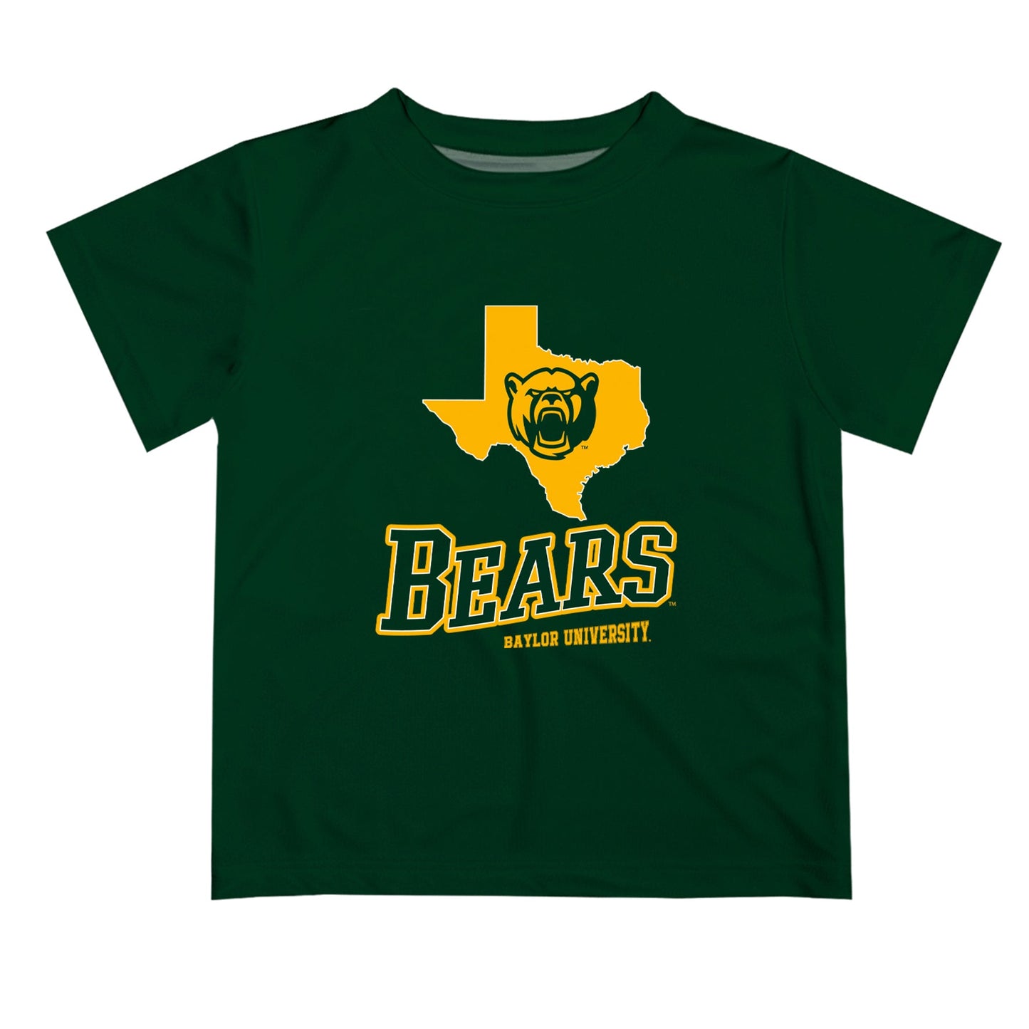 Baylor Bears Vive La Fete State Map Green Short Sleeve Tee Shirt