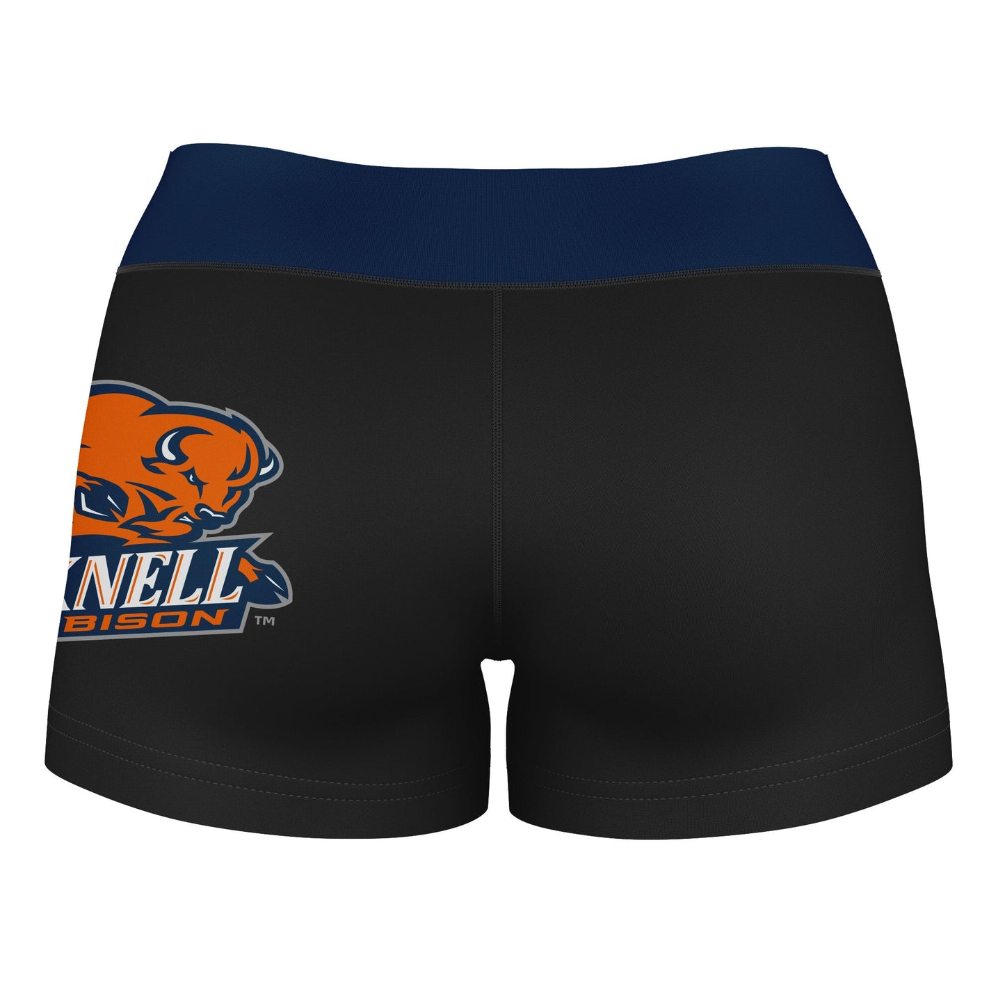 Bucknell Bison Vive La Fete Game Day Logo on Thigh & Waistband Black & Navy Women Yoga Booty Workout Shorts 3.75 Inseam" - Vive La F̻te - Online Apparel Store