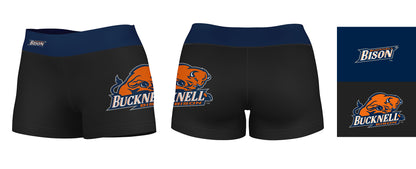 Bucknell Bison Vive La Fete Game Day Logo on Thigh & Waistband Black & Navy Women Yoga Booty Workout Shorts 3.75 Inseam" - Vive La F̻te - Online Apparel Store