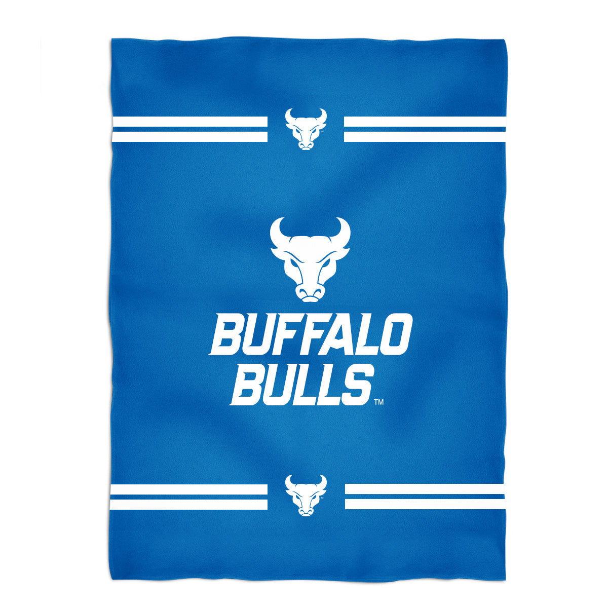 University at Buffalo Bulls Game Day Soft Premium Fleece Blue Throw Blanket 40 x 58 Mascot and Stripes