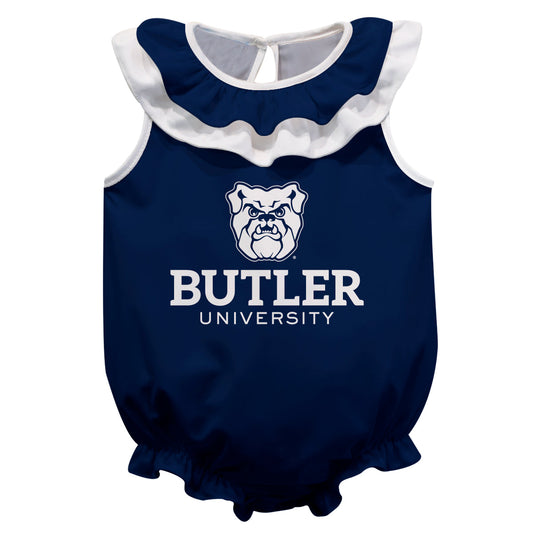 Butler Bulldogs Blue Sleeveless Ruffle One Piece Jumpsuit Logo Bodysuit by Vive La Fete