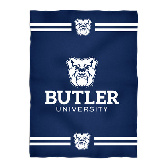 Butler Bulldogs Game Day Soft Premium Fleece Navy Throw Blanket 40 x 58 Logo and Stripes