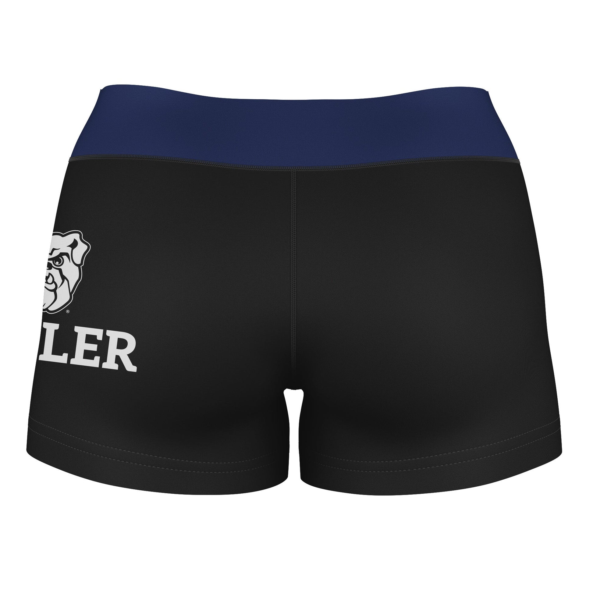 Butler Bulldogs Vive La Fete Logo on Thigh & Waistband Black & Navy Women Yoga Booty Workout Shorts 3.75 Inseam" - Vive La F̻te - Online Apparel Store