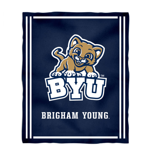 BYU Cougars Kids Game Day Blue Plush Soft Minky Blanket 36 x 48 Mascot