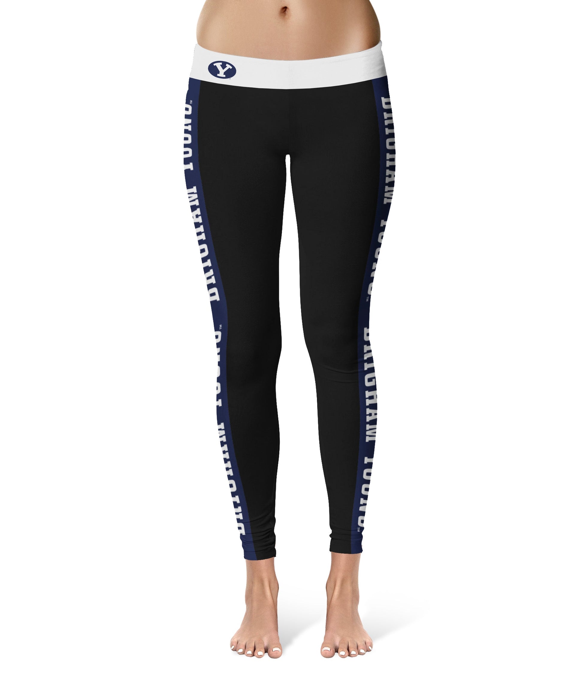 BYU Cougars Game Day Blue Stripes Black Yoga Leggings for Women by Vive La  Fete