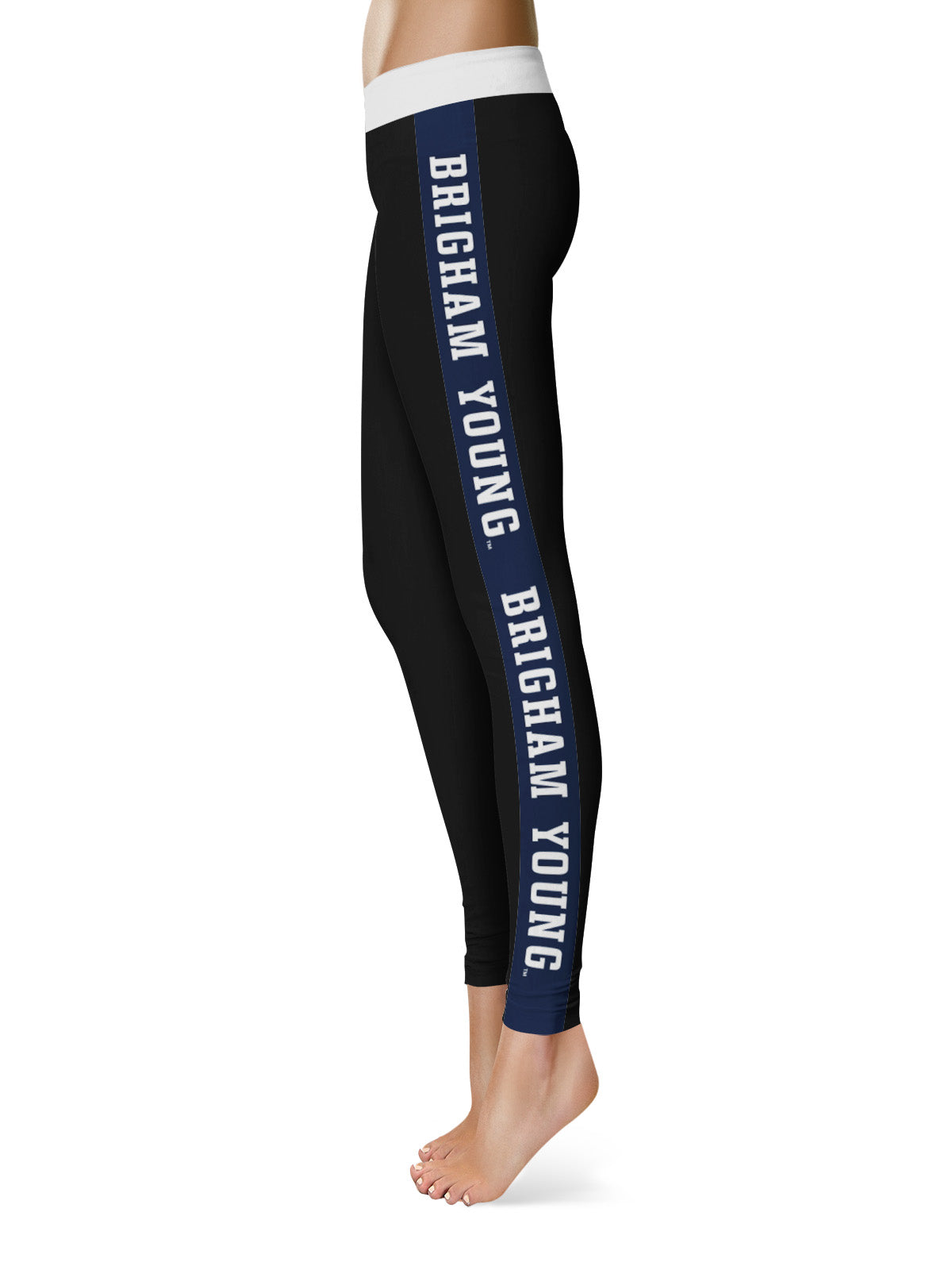 BYU Cougars Game Day Blue Stripes Black Yoga Leggings for Women by Vive La  Fete