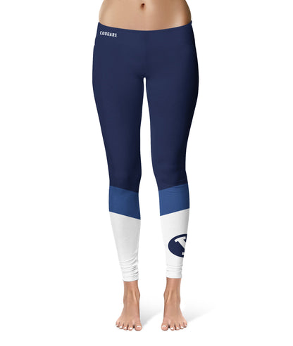 Brigham Young Cougars BYU Vive La Fete Game Day Collegiate Ankle Color Block Women Blue White Yoga Leggings