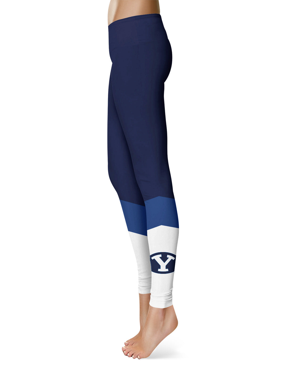 Brigham Young Cougars BYU Vive La Fete Game Day Collegiate Ankle Color Block Women Blue White Yoga Leggings