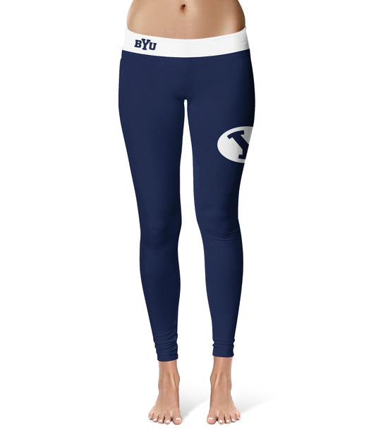 BYU Cougars Vive La Fete Game Day Collegiate Logo on Thigh Blue Women Yoga Leggings 2.5 Waist Tights