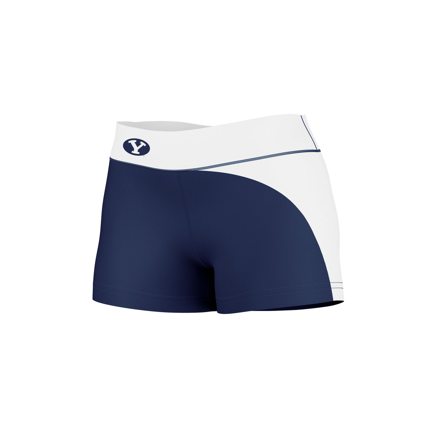 BYU Cougars Vive La Fete Game Day Collegiate Waist Color Block Women Blue White Optimum Yoga Short - Vive La F̻te - Online Apparel Store