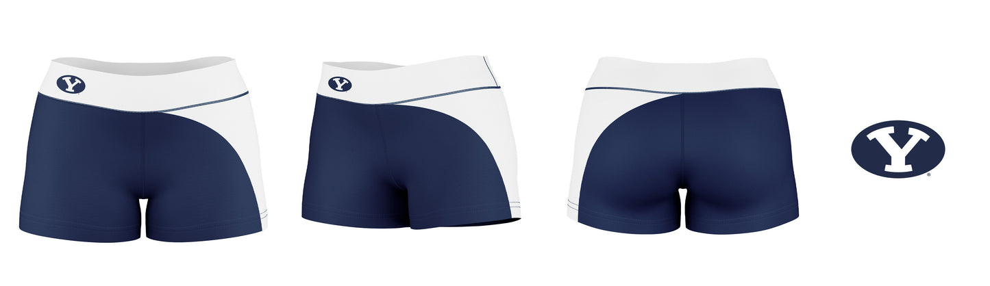 BYU Cougars Vive La Fete Game Day Collegiate Waist Color Block Women Blue White Optimum Yoga Short - Vive La F̻te - Online Apparel Store