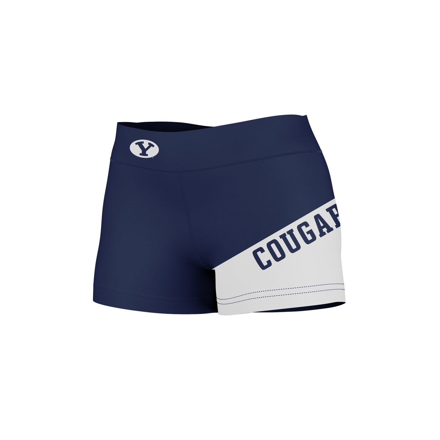 BYU Cougars Vive La Fete Game Day Collegiate Leg Color Block Women Navy White Optimum Yoga Short - Vive La F̻te - Online Apparel Store