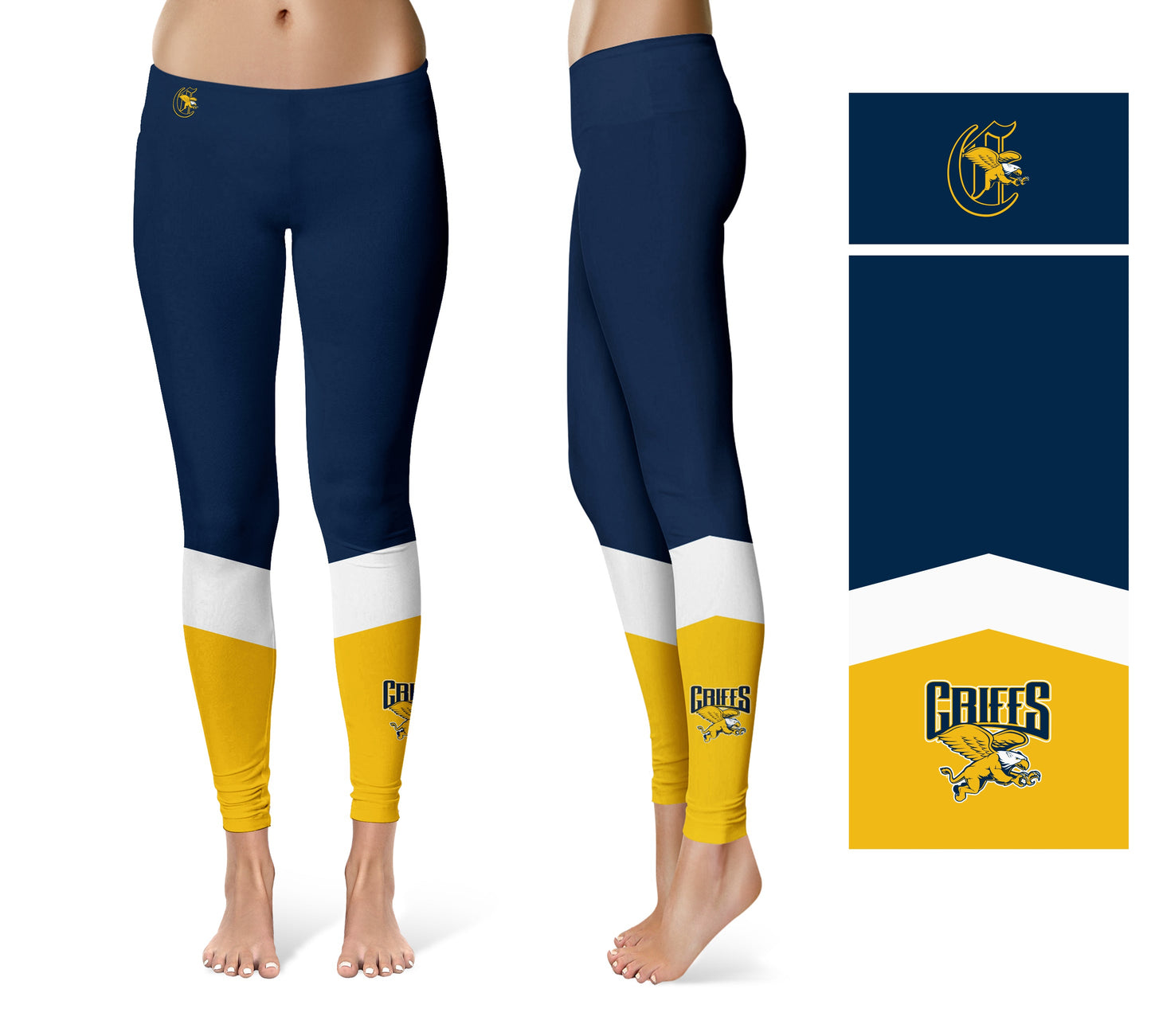 Canisius College Golden Griffins Vive La Fete Game Day Collegiate Ankle Color Block Women Blue Gold Yoga Leggings