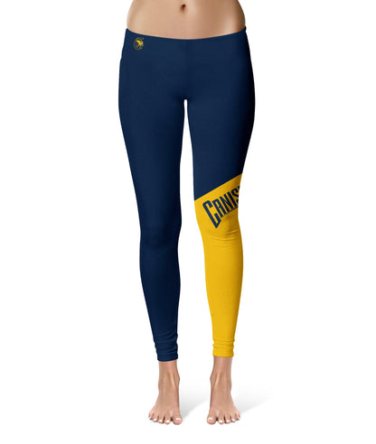 Canisius College Griffs Vive La Fete Game Day Collegiate Leg Color Block Women Blue Gold Yoga Leggings