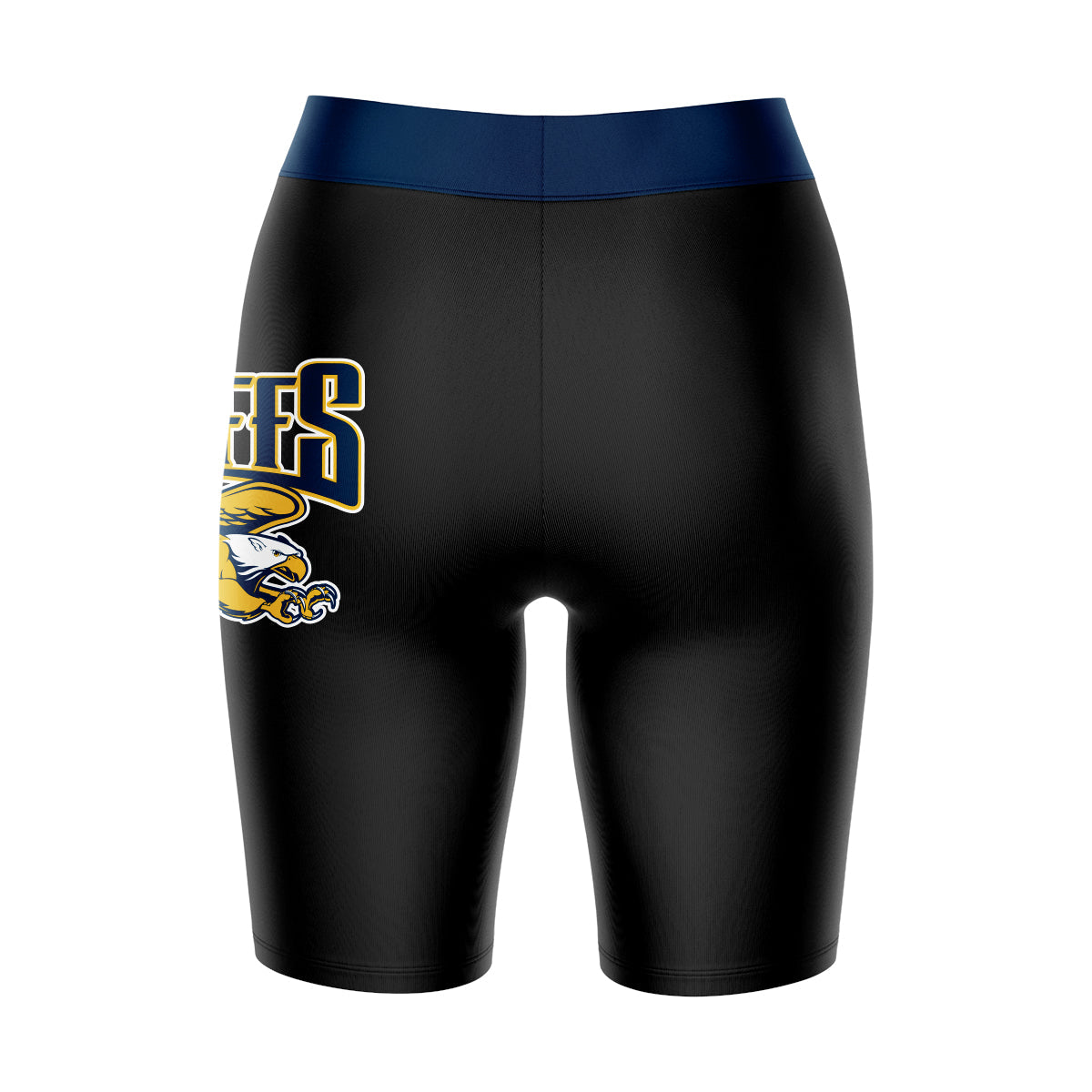 Canisius College Golden Griffins Vive La Fete Logo on Thigh and Waistband Black and Blue Women Bike Short 9 Inseam