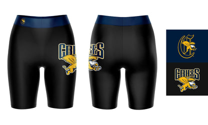 Canisius College Golden Griffins Vive La Fete Logo on Thigh and Waistband Black and Blue Women Bike Short 9 Inseam