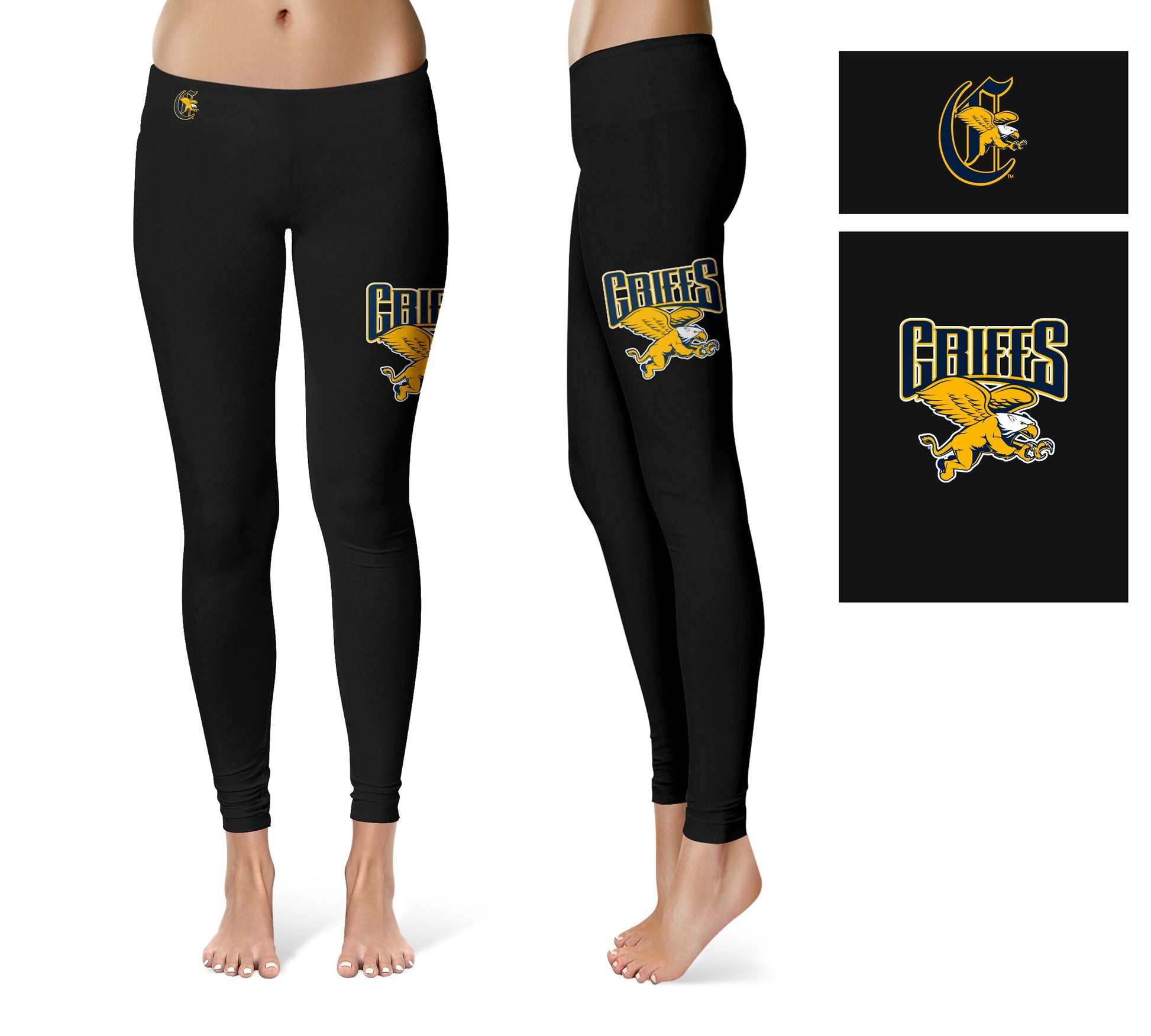 Canisius College Golden Griffins Vive La Fete Collegiate Large Logo on Thigh Women Black Yoga Leggings 2.5 Waist Tights