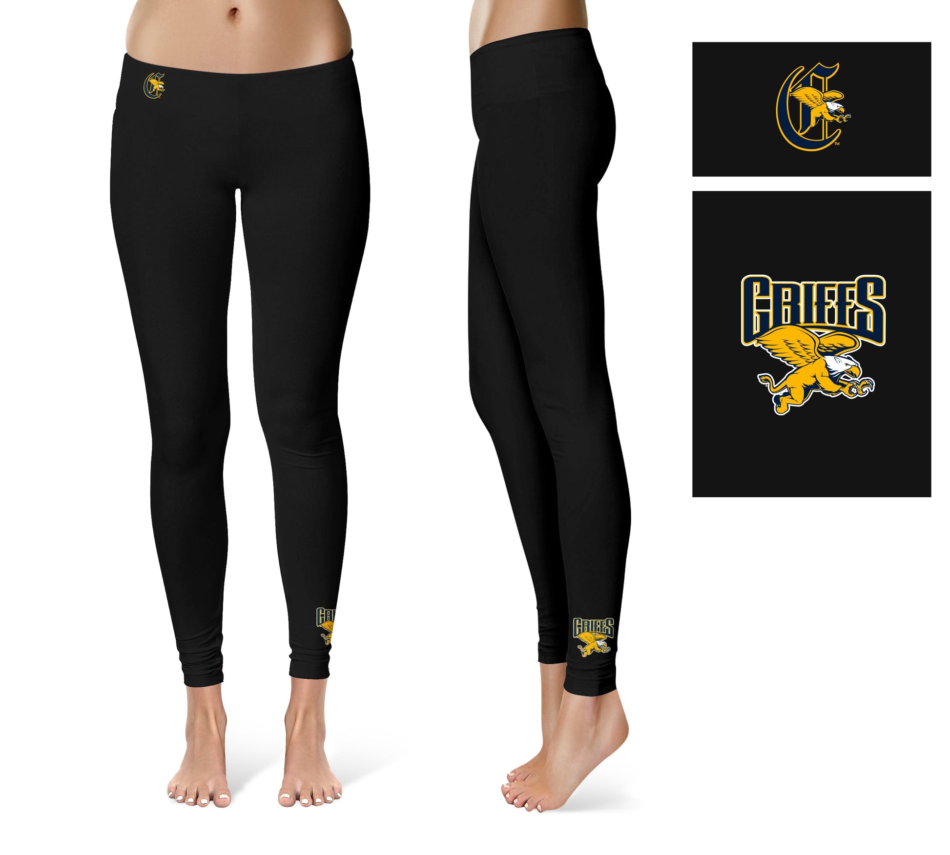 Canisius College Golden Griffins Vive La Fete Collegiate Logo at Ankle Women Black Yoga Leggings 2.5 Waist Tights