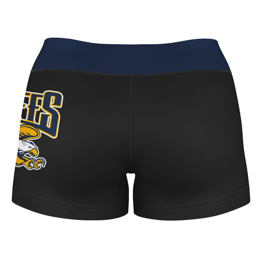 Mouseover Image, Canisius College Golden Griffins Logo on Thigh & Waistband Black & Blue Women Yoga Booty Workout Shorts 3.75 Inseam