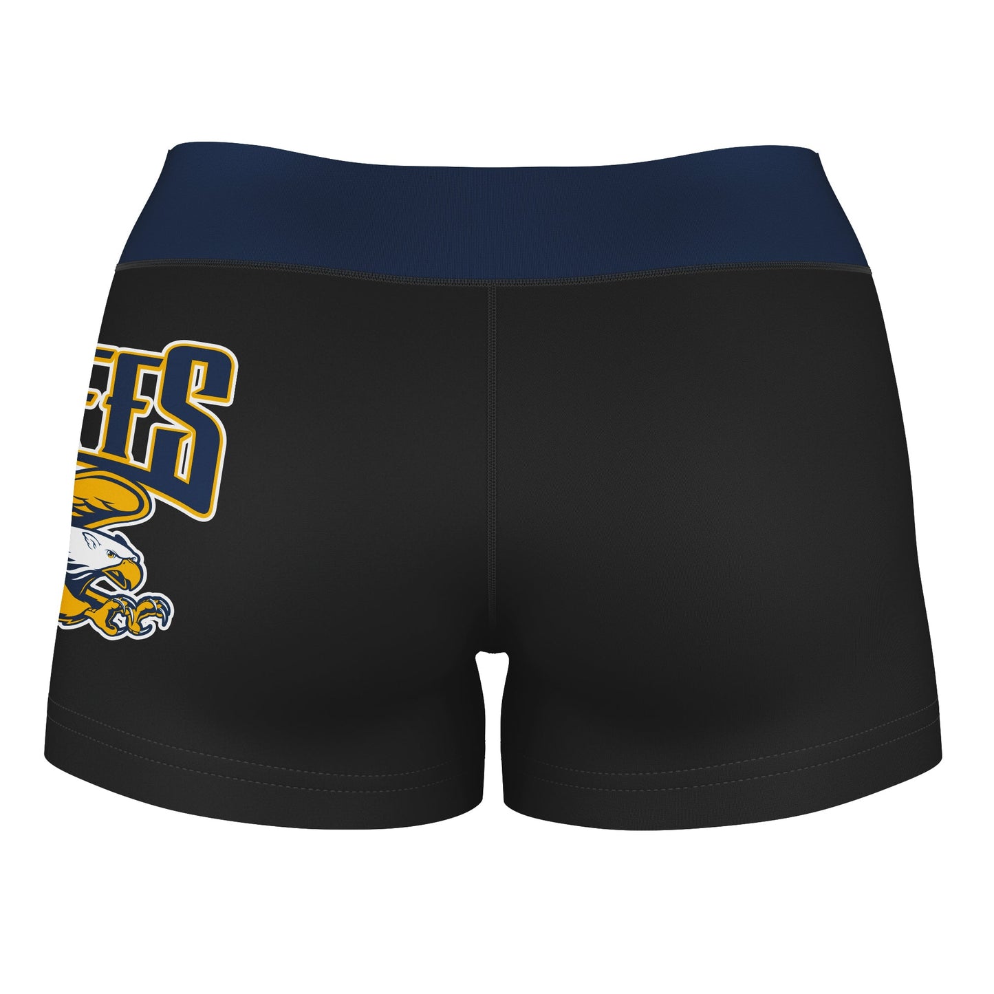 Canisius College Golden Griffins Logo on Thigh & Waistband Black & Blue Women Yoga Booty Workout Shorts 3.75 Inseam - Vive La F̻te - Online Apparel Store