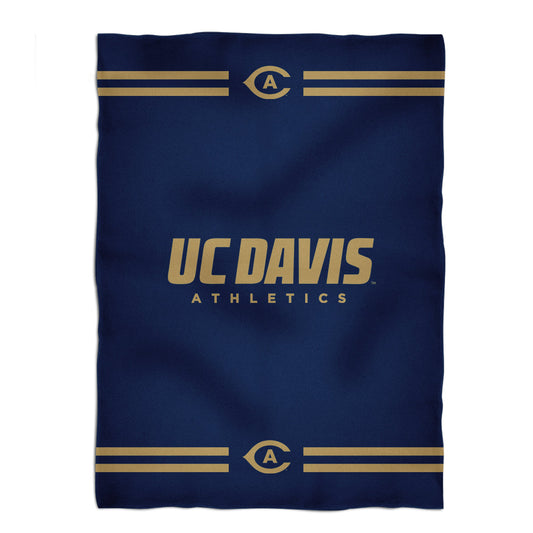 UC Davis Aggies Game Day Soft Premium Fleece Navy Throw Blanket 40 x 58 Logo and Stripes
