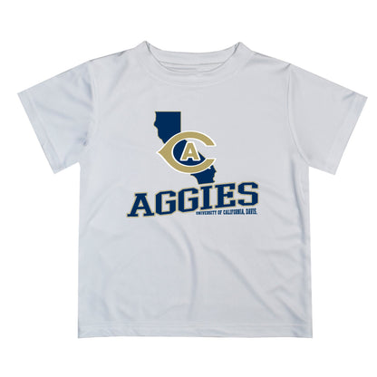 UC Davis Aggies Vive La Fete State Map White Short Sleeve Tee Shirt