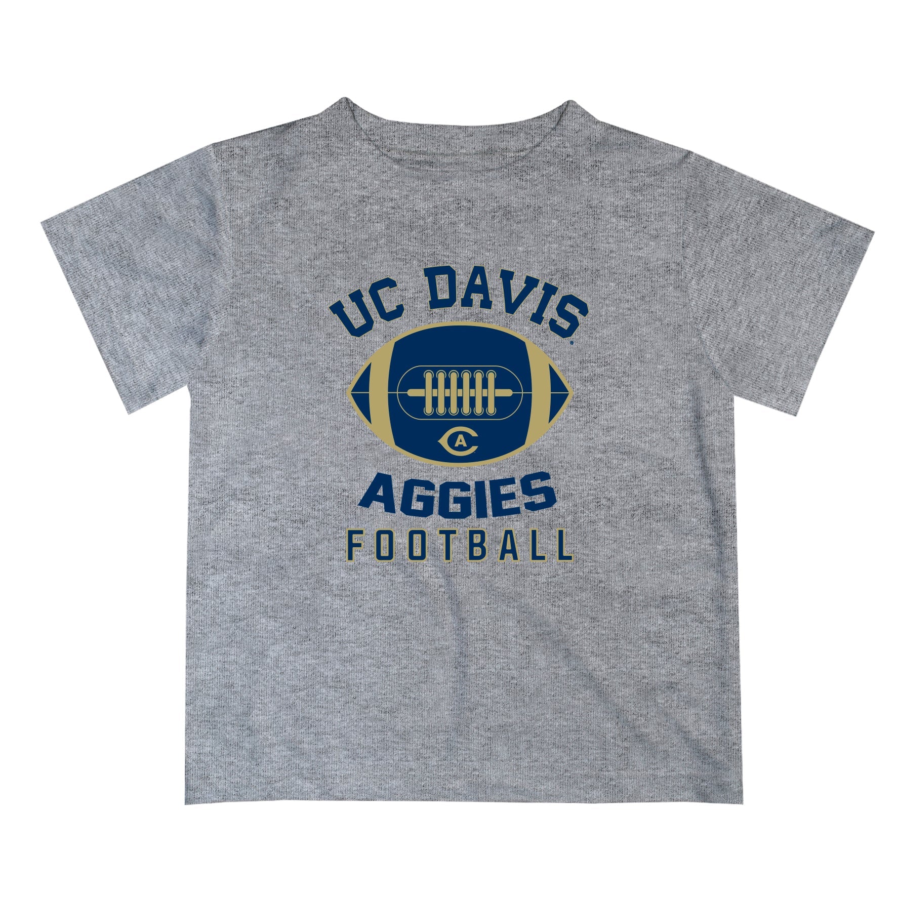 UC Davis Aggies Vive La Fete Football V2 Heather Gray Short Sleeve Tee Shirt