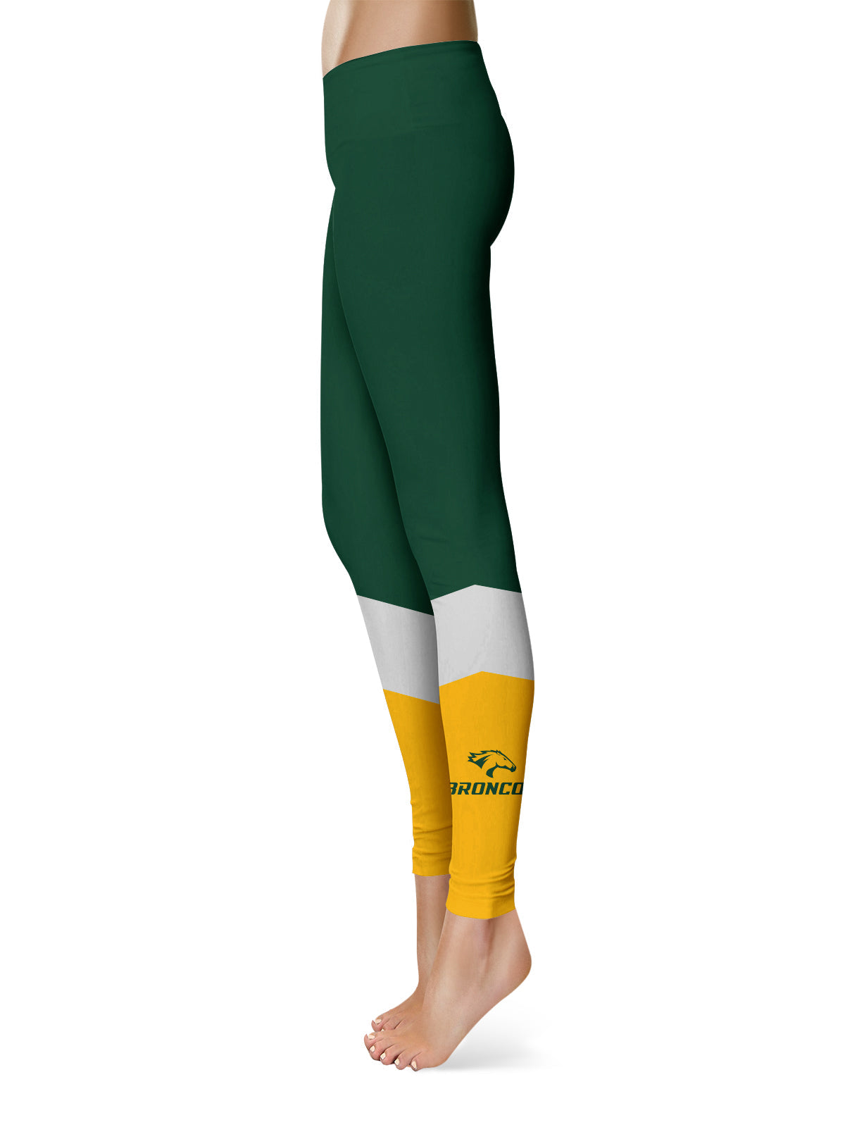 Cal Poly Pomona Broncos Vive La Fete Game Day Collegiate Ankle Color Block Women Green Gold Yoga Leggings