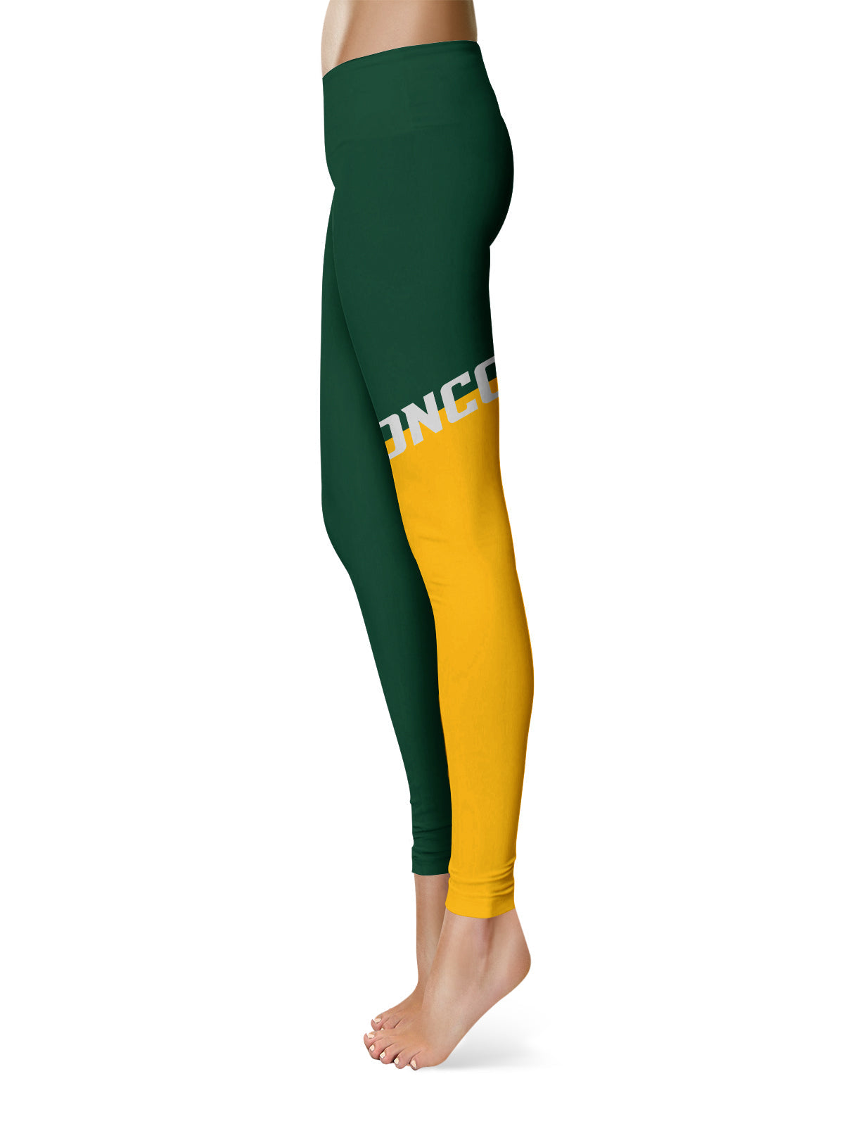 Cal Poly Pomona Broncos Vive La Fete Game Day Collegiate Leg Color Block Women Green Gold Yoga Leggings