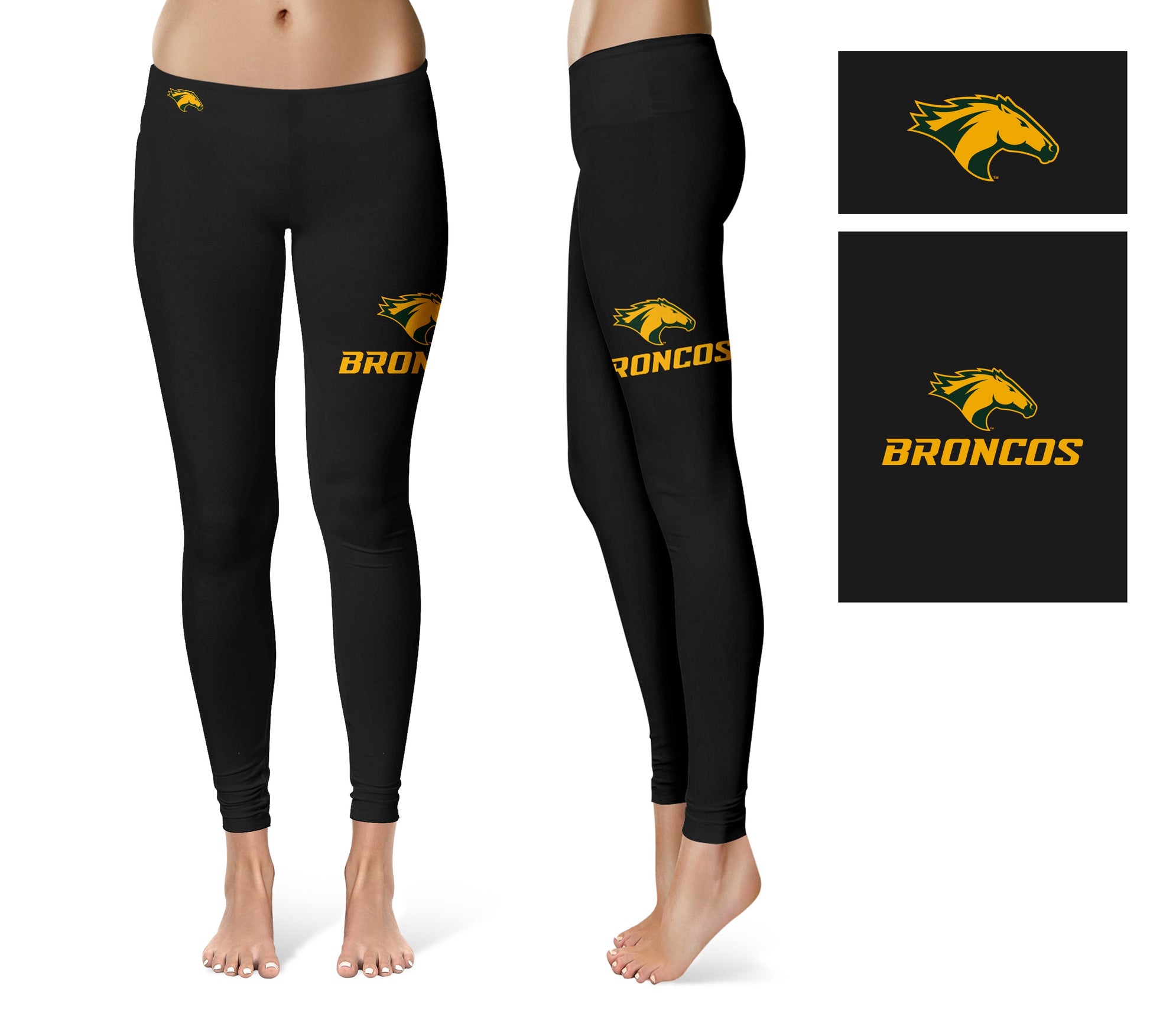 Cal Poly Pomona Broncos Vive La Fete Game Day Collegiate Large Logo on Thigh Women Black Yoga Leggings 2.5 Waist Tights