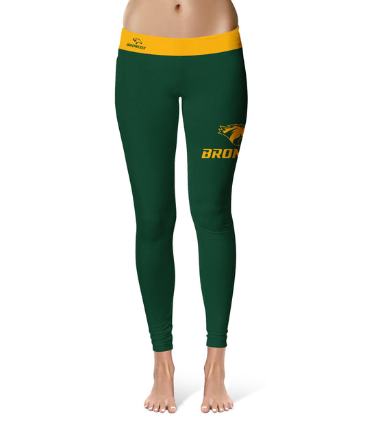 Cal Poly Pomona Broncos Vive La Fete Game Day Collegiate Logo on Thigh Green Women Yoga Leggings 2.5 Waist Tights
