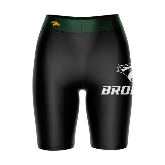 Cal Poly Pomona Broncos Vive La Fete Game Day Logo on Thigh and Waistband Black and Green Women Bike Short 9 Inseam