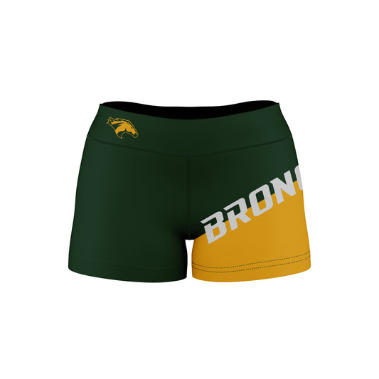 Cal Poly Pomona Broncos Vive La Fete Game Day Collegiate Leg Color Block Women Green Gold Optimum Yoga Short