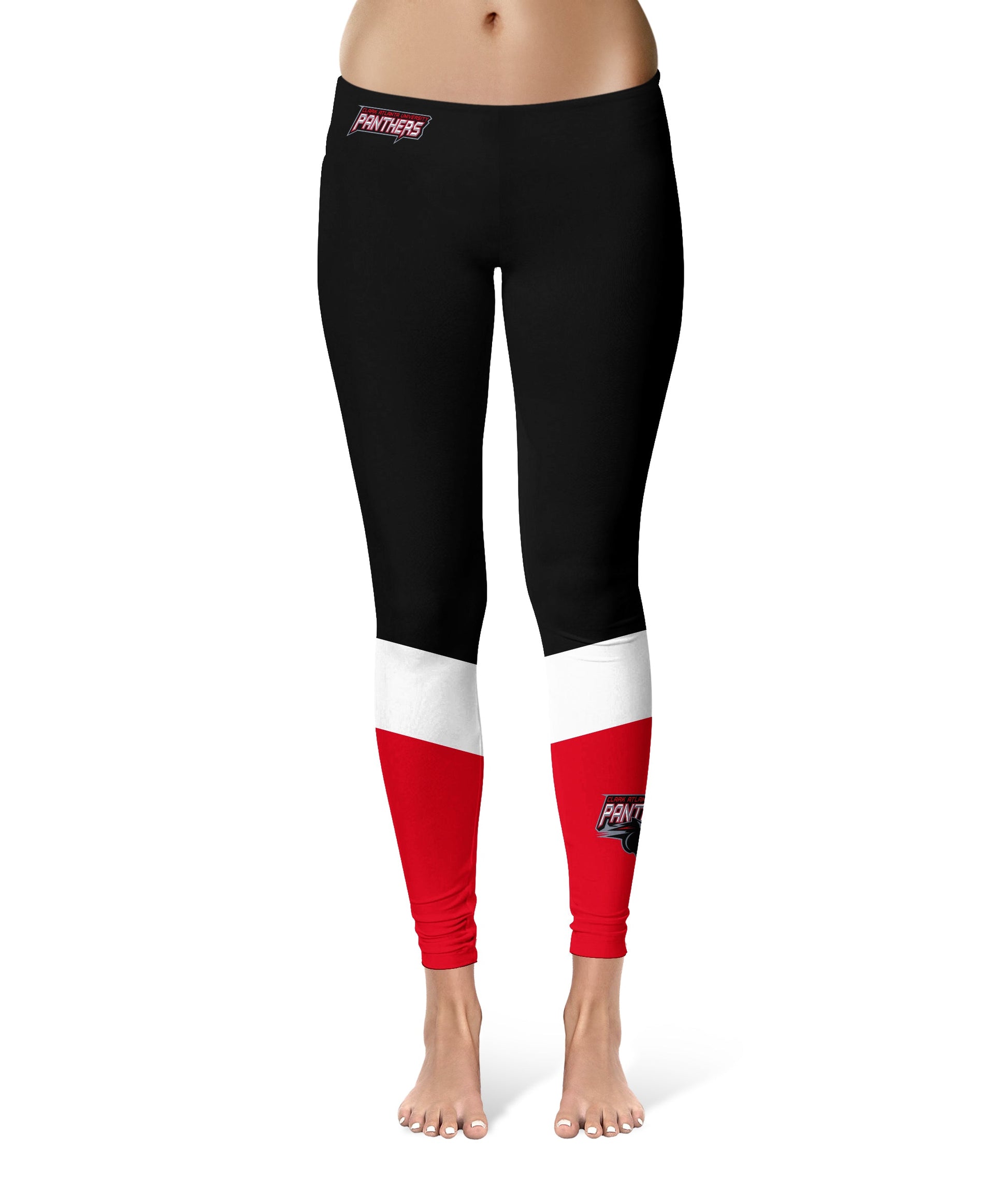 Clark Atlanta University Panthers Vive La Fete Game Day Collegiate Ankle Color Block Women Black Red Yoga Leggings