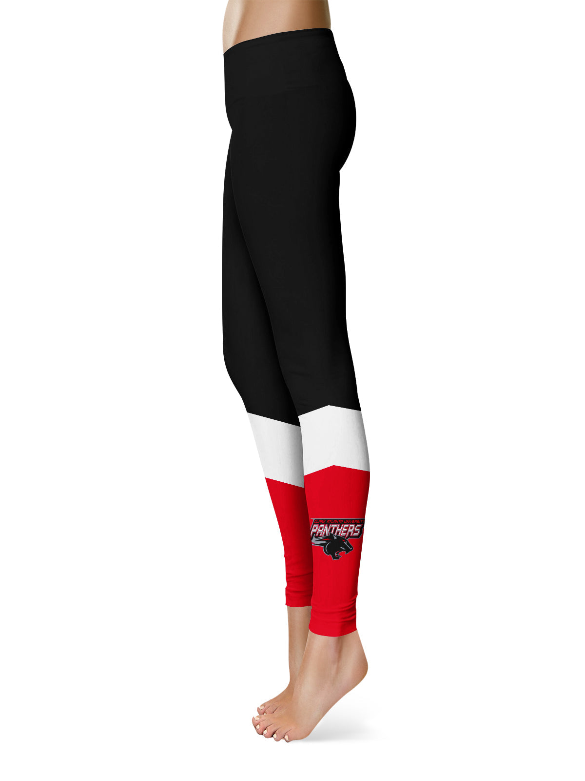 Clark Atlanta University Panthers Vive La Fete Game Day Collegiate Ankle Color Block Women Black Red Yoga Leggings