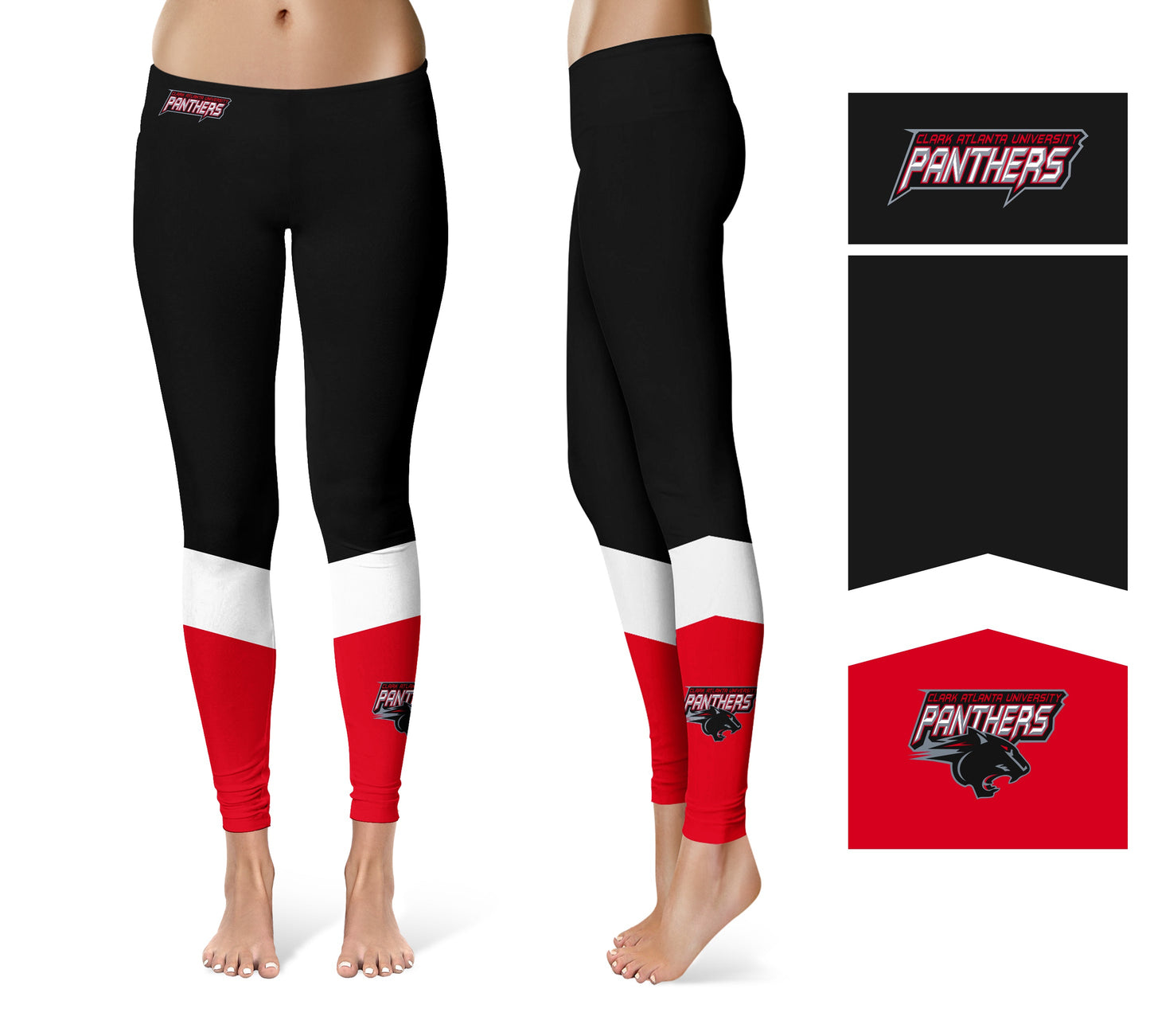 Clark Atlanta University Panthers Vive La Fete Game Day Collegiate Ankle Color Block Women Black Red Yoga Leggings