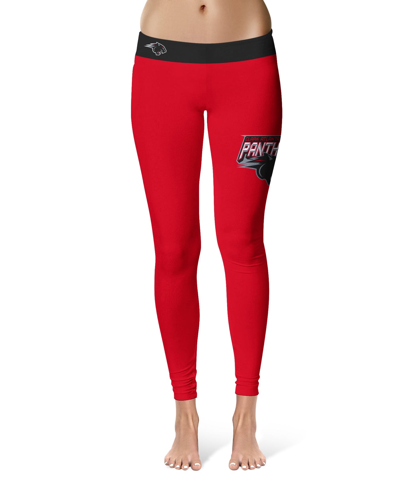 Clark Atlanta University Panthers Vive La Fete Collegiate Logo on Thigh Red Women Yoga Leggings 2.5 Waist Tights